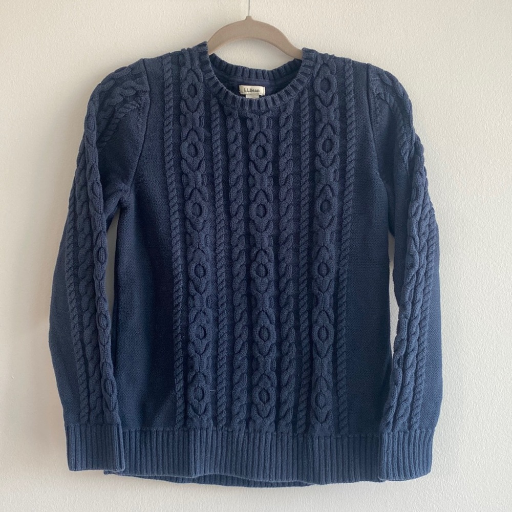 Vintage LLBean Navy Cable Knit Sweater